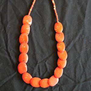 Red statement necklace natural stone